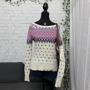 vintage american eagle wool blend wide neckline christmas sweater